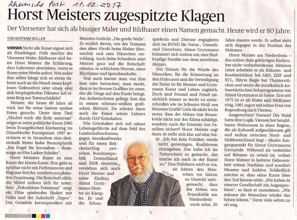 Rheinische Post Düsseldorf / 11. Dezember 2017 / zum 80. Geburtstag von Horst Meister